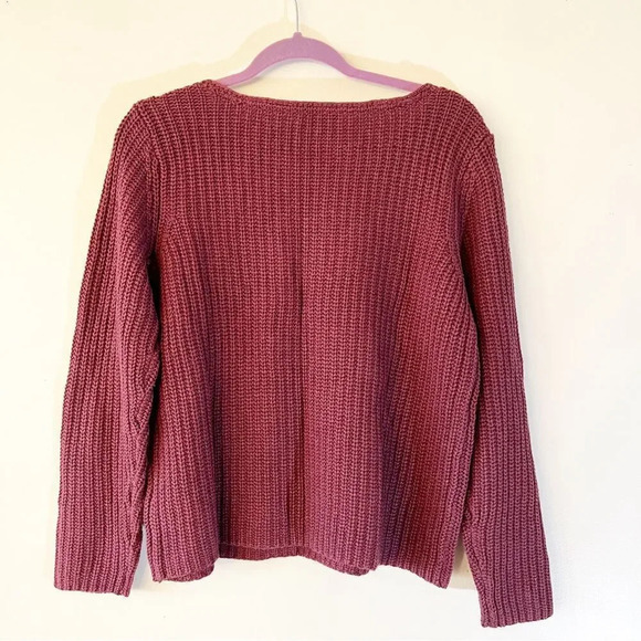 J Jill Plum Heather Purple Chunky Ribbed Knit Sweater Size Large Petite Boxy New - Picture 2 of 10